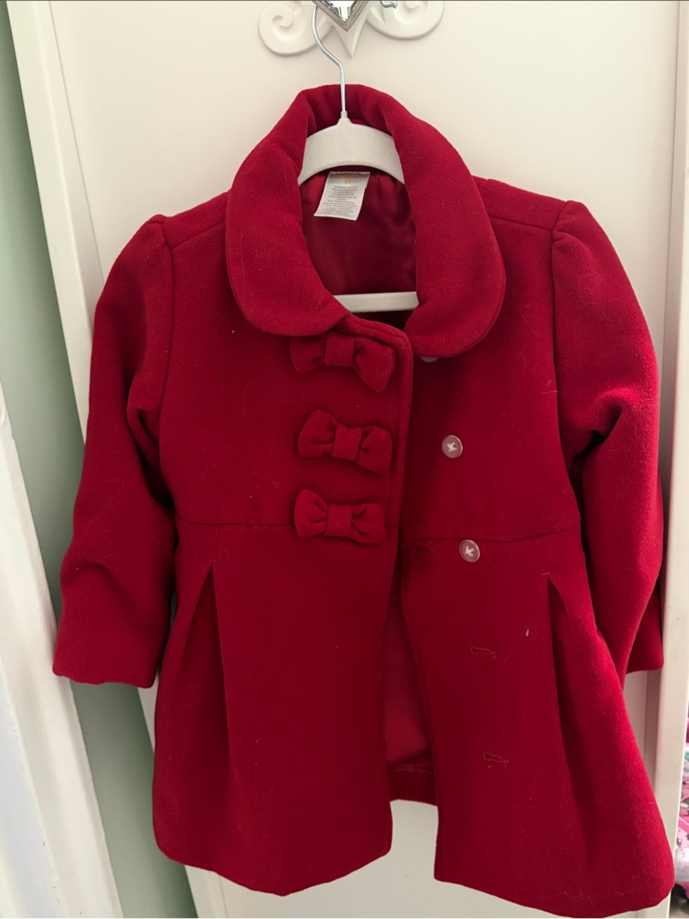 Gymboree Red Bow-Accent Pea Coat
